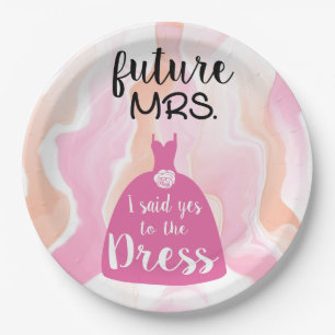 I said yes to this dress bride Bridal Shower pink Paper Plate