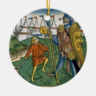 I Samuel 17 1-58 David defeats Goliath and meets S Ceramic Ornament