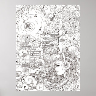 I sat by the Ocean - illustration Poster