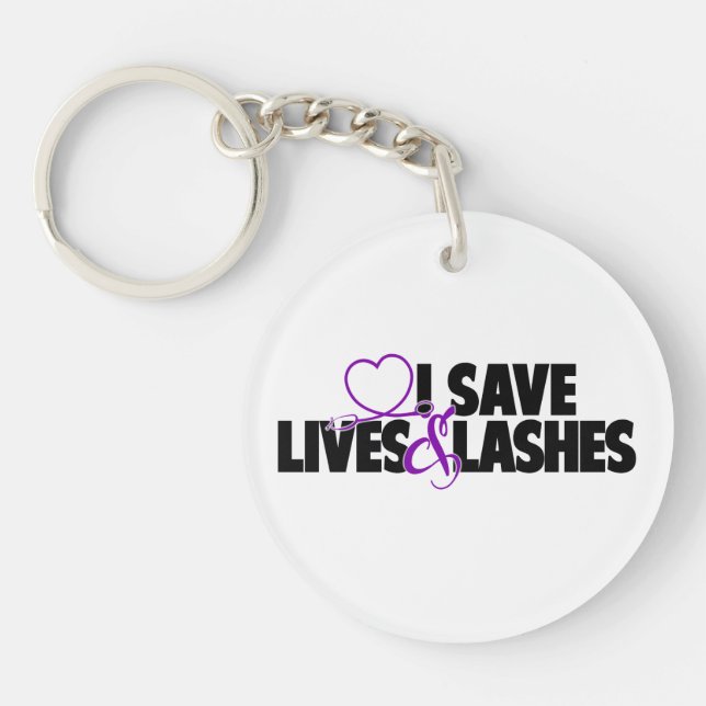 I save lives and lashes key ring (Front)