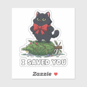 "I Saved You" Funny Black Cat Christmas Tree