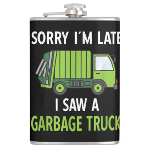 I Saw a Garbage Truck Costume Recycling Garbage Hip Flask