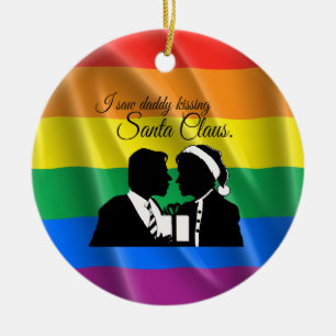 I SAW DADDY KISSING SANTA CLAUS -.png Ceramic Ornament