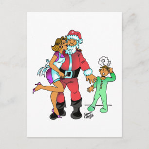 I saw mummy kiss the santa claus holiday postcard