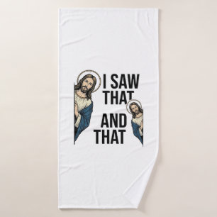 I Saw That Funny Jesus Peeking Vintage Shirt Desig Bath Towel