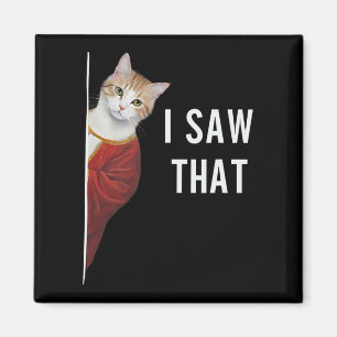 I Saw That Funny Kitten Cute Cat Christmas Jesus G Magnet