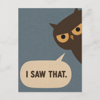 I Saw That Funny Owl Judgemental Animal Postcard