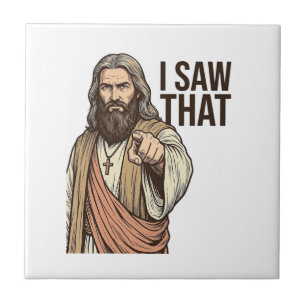 I Saw That Religious Pointing Vintage Engraving Sh Ceramic Tile
