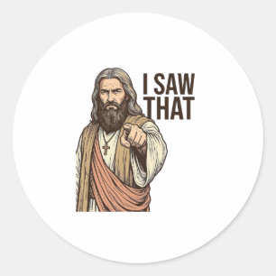 I Saw That Religious Pointing Vintage Engraving Sh Classic Round Sticker