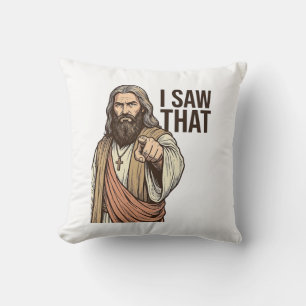 I Saw That Religious Pointing Vintage Engraving Sh Cushion