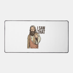 I Saw That Religious Pointing Vintage Engraving Sh Desk Mat