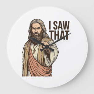 I Saw That Religious Pointing Vintage Engraving Sh Large Clock