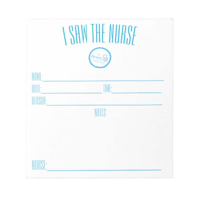 "I Saw the Nurse" notepad (Front)
