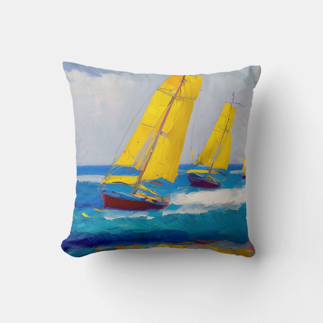 "I saw three boats" Seascape Cushion (Front)