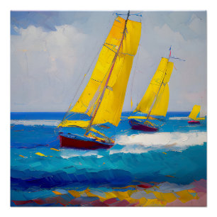 "I saw three boats" Seascape Poster