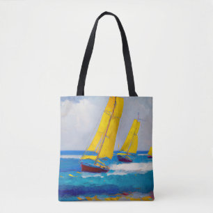 "I saw three boats" Seascape Tote Bag