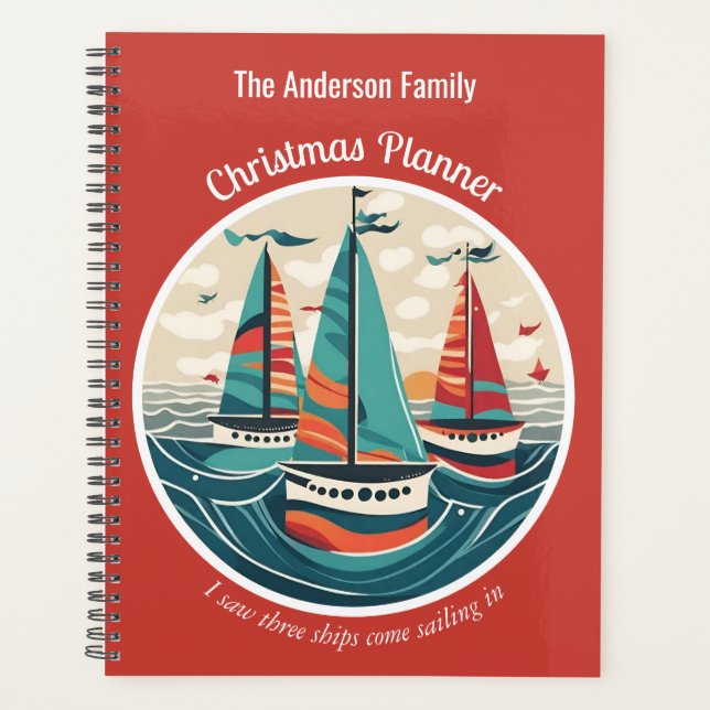 I Saw Three Ships Sailing Nautical Boats Christmas Planner (Front)