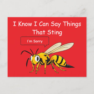 I Say Things That Sting Funny Wasp Apology Postcard