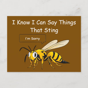 I Say Things That Sting Funny Wasp Apology Postcard