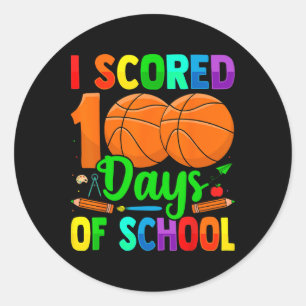 I Scored 100 Days Of School Bysketbyll Student Tea Classic Round Sticker
