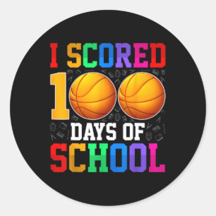 I Scored 100 Days Of School Bysketll Kids Student Classic Round Sticker