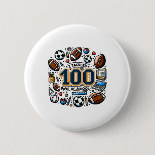 I Scored 100 Days Of School Footll Soccer Boy 6 Cm Round Badge
