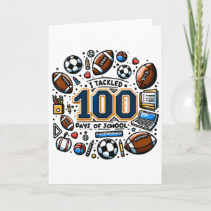 I Scored 100 Days Of School Footll Soccer Boy Card