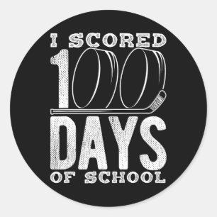 I Scored 100 Days Of School Hockey  Classic Round Sticker