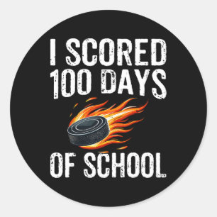 I Scored 100 Days Of School Hockey Kids Student Te Classic Round Sticker
