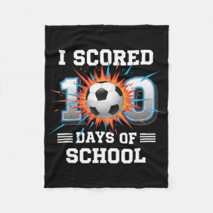 I Scored 100 Days Of School Soccer Boy Celebration Fleece Blanket