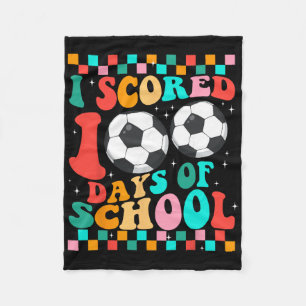 I Scored 100 Days Of School Soccer Kids Student Te Fleece Blanket
