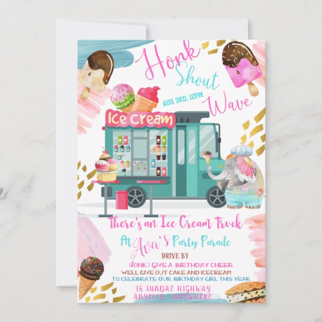 I-Scream Birthday Invitation Card (Front)