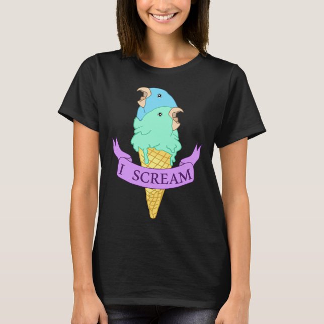 I scream Blue Parrotlet Ice cream Turquoise parrot T-Shirt (Front)