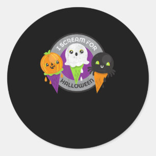 I Scream for Halloween Pumpkin Spider Ghost Classic Round Sticker