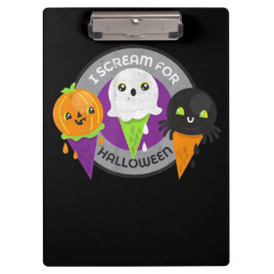 I Scream for Halloween Pumpkin Spider Ghost Clipboard