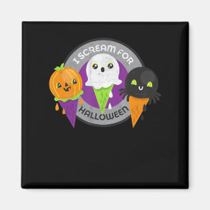 I Scream for Halloween Pumpkin Spider Ghost Magnet