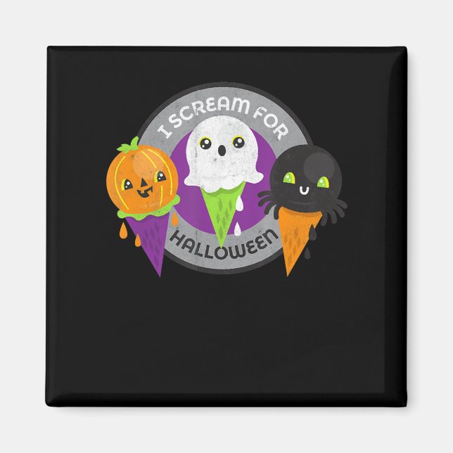 I Scream for Halloween Pumpkin Spider Ghost Magnet (Front)