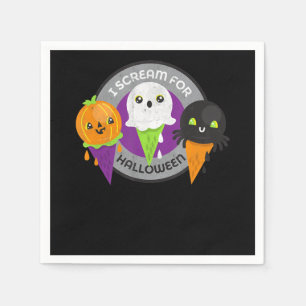 I Scream for Halloween Pumpkin Spider Ghost Napkin