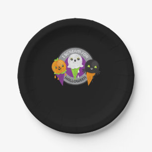 I Scream for Halloween Pumpkin Spider Ghost Paper Plate