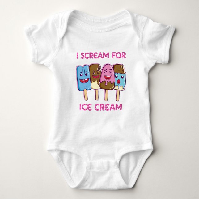 I scream for ice cream baby bodysuit (Front)