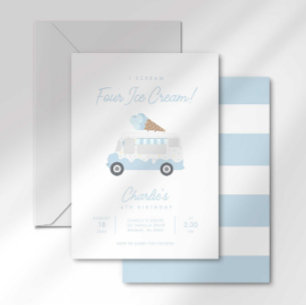 I Scream FOUR Ice Cream Birthday Invitation