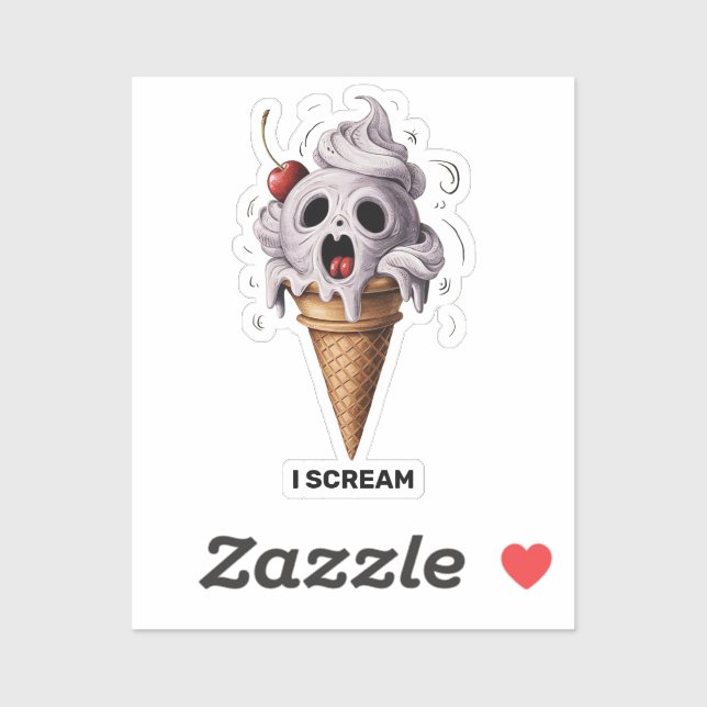 "I Scream" Funny Ghost Chef Halloween Ice Cream St (Sheet)