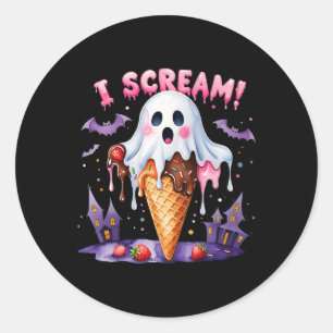 I Scream Ghost Ice Cream Halloween Cute Funny Art Classic Round Sticker