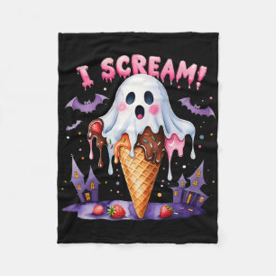 I Scream Ghost Ice Cream Halloween Cute Funny Art Fleece Blanket