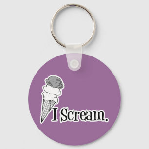I Scream Ice Cream Cone B&W Key Ring
