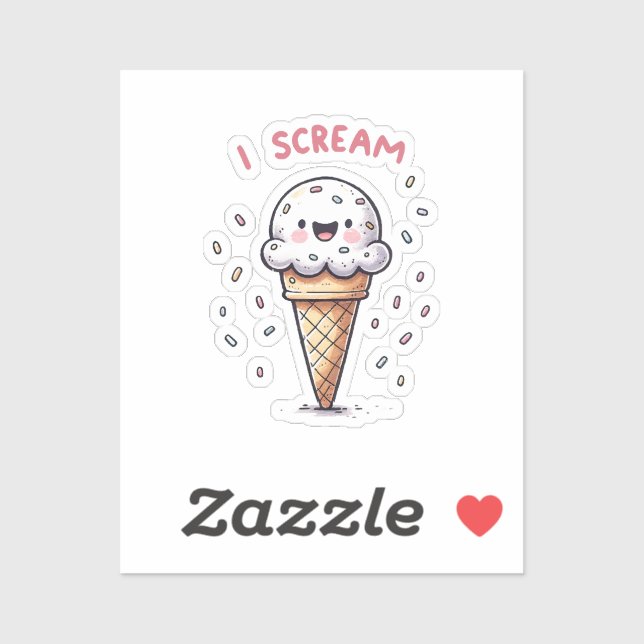 I Scream Ice Cream Cone with Sprinkles (Sheet)
