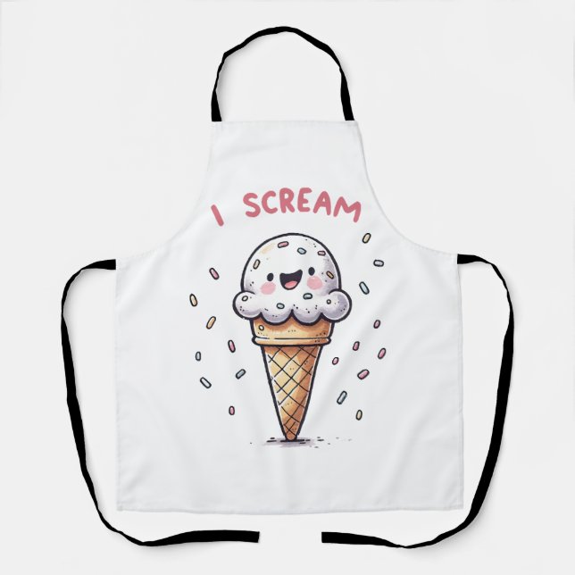 I Scream Ice Cream Cone with Sprinkles Apron (Front)
