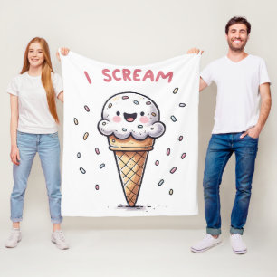 I Scream Ice Cream Cone with Sprinkles Fleece Blanket