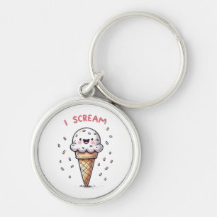 I Scream Ice Cream Cone with Sprinkles Key Ring