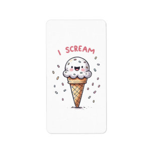 I Scream Ice Cream Cone with Sprinkles Label